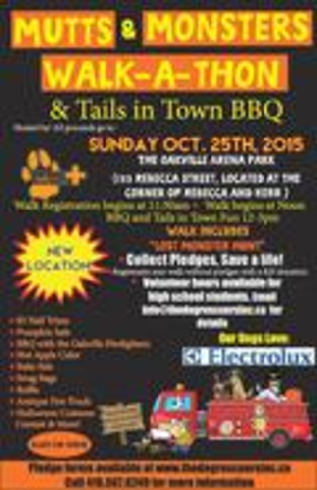MUTTS & MONSTERS WALK-A-THON & TAILS IN TOWN BBQ!  Sunday, October 25th